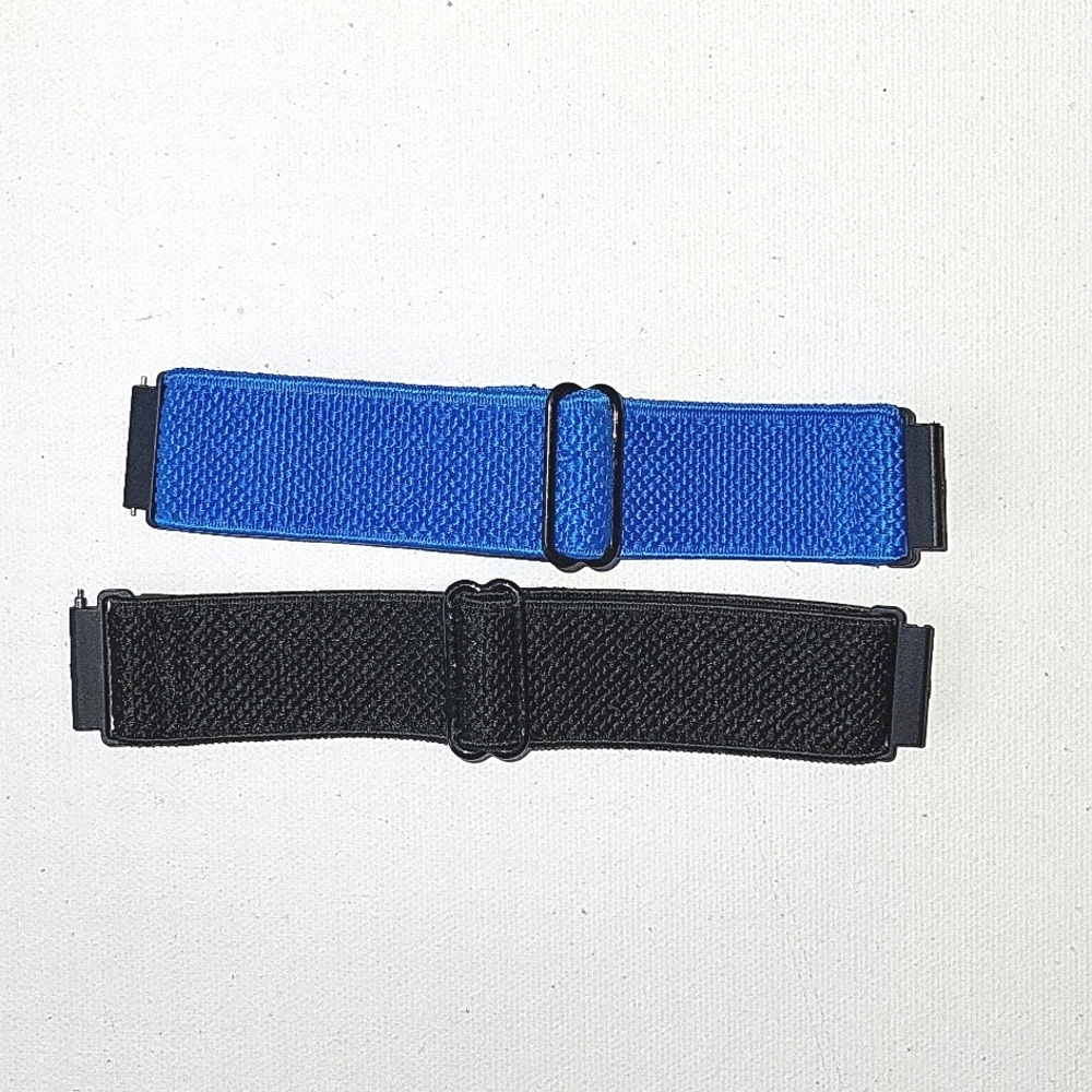 2 x 20mm watch band strap set adjustable nylon staps blue and black